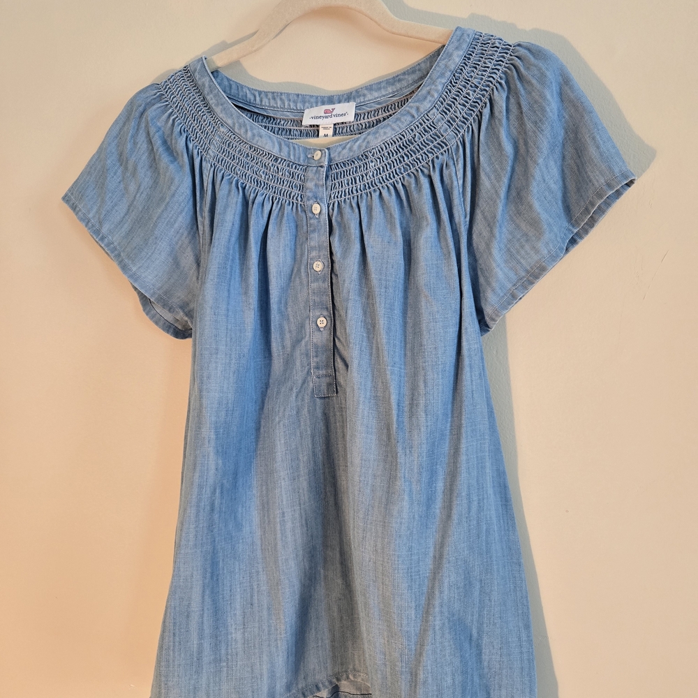 Light Blue Smocked Blouse - Picture 2 of 4